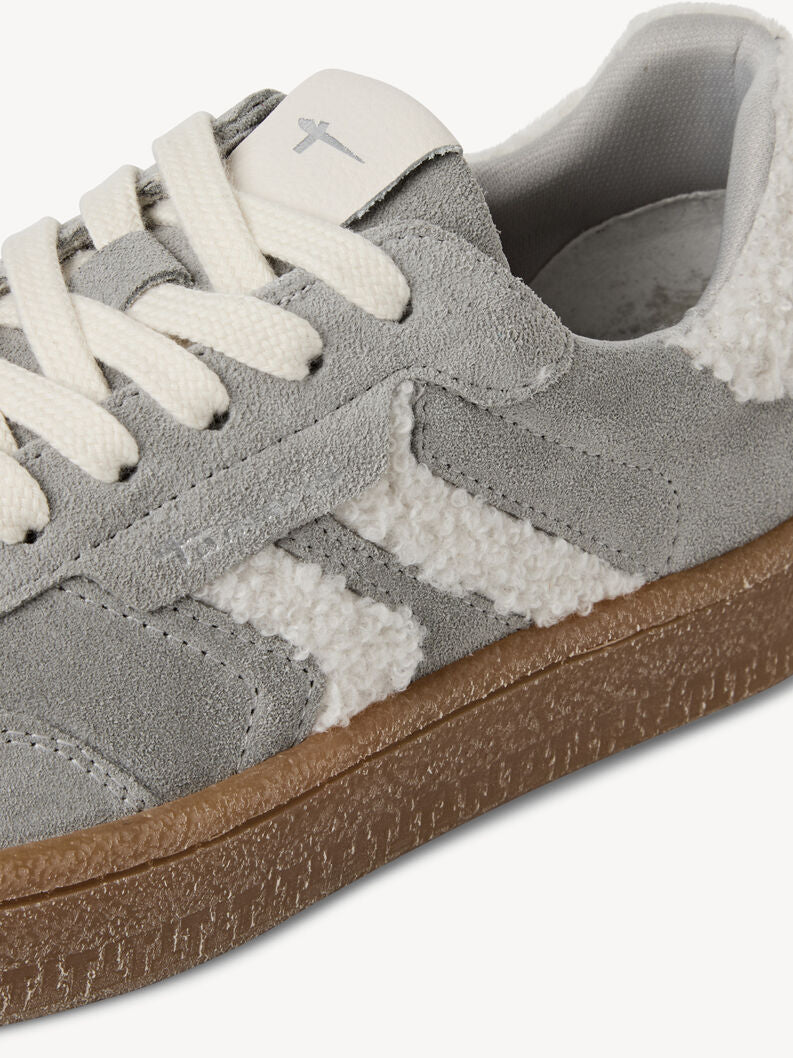Tamaris Women's 1-23723-44 Leather Lace-Up Sneakers Grey Fur