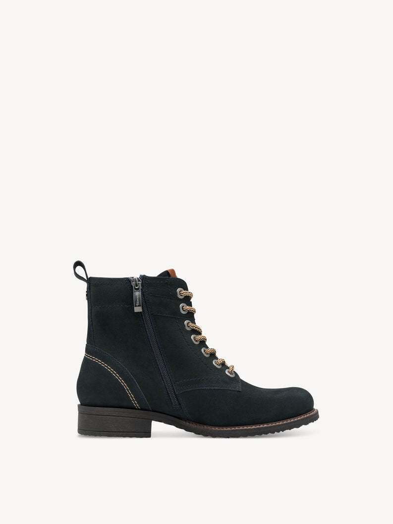 Tamaris Women's 1-25298-45 Leather Lace-Up Boots Navy Blue