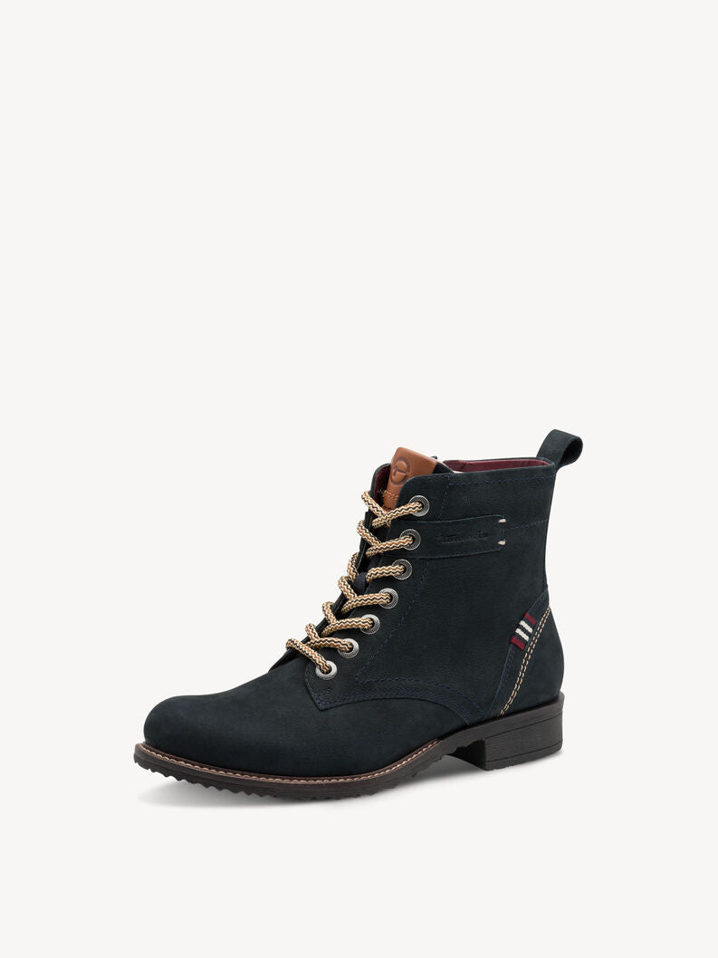 Tamaris Women's 1-25298-45 Leather Lace-Up Boots Navy Blue