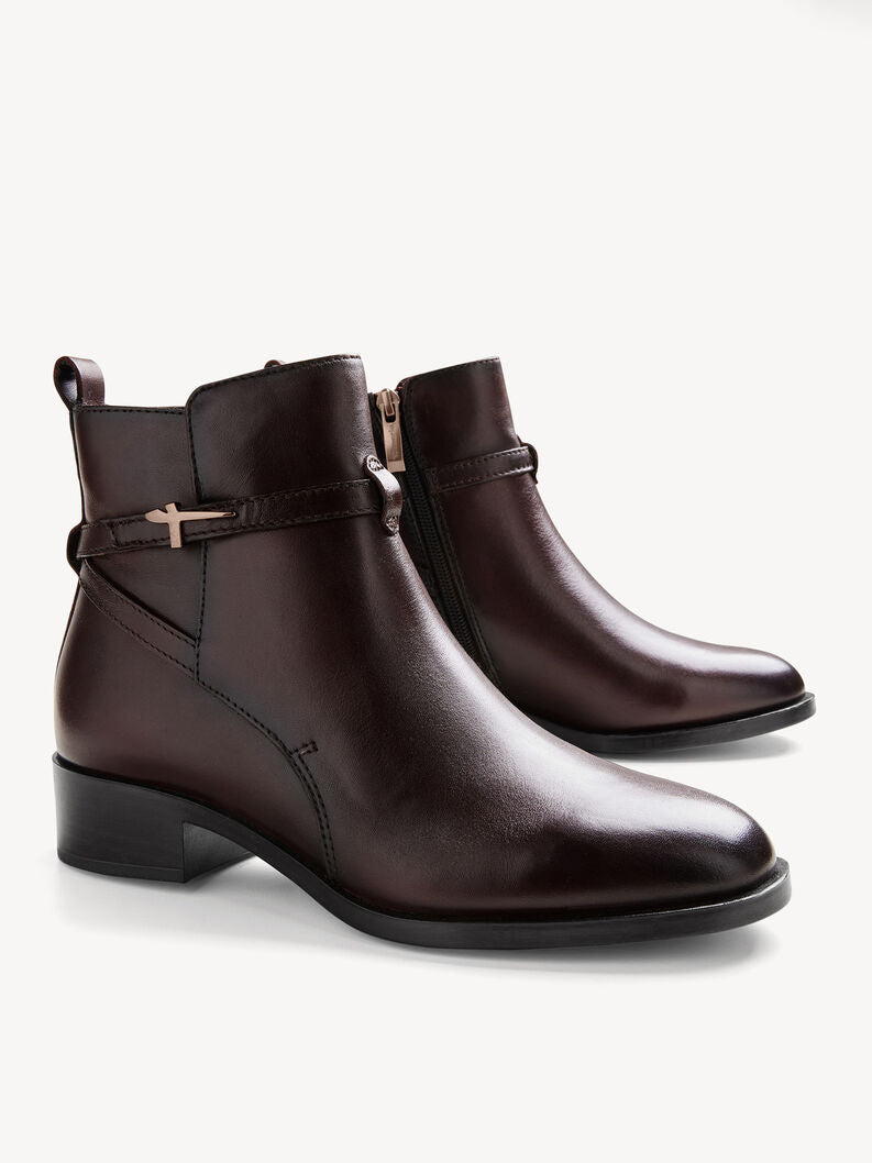 Tamaris Women's 1-25321-43 Leather Ankle Boots Mahogany Brown