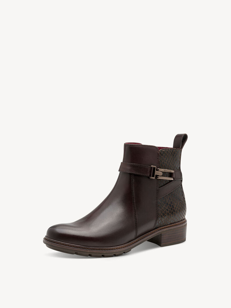 Tamaris Women's 1-25391-45 Leather Ankle Boots Mocca Brown