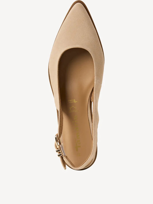 Tamaris Women's 1-29414-46 Leather Slingback Pump Shoes Beige Suede