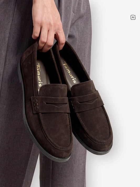 Tamaris Women's 1-24254-47 Leather Slipper Loafers Shoes Mocca Brown