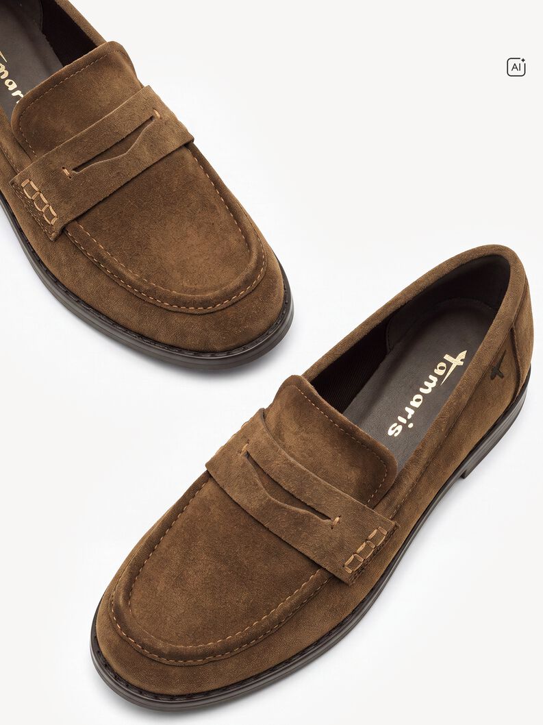 Tamaris Women's 1-24254-47 Leather Slipper Loafers Shoes Camel Brown