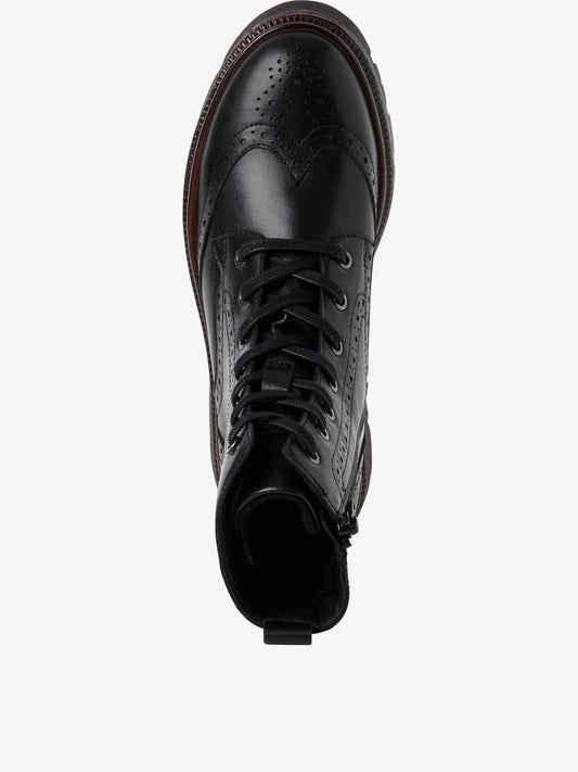 Tamaris Women's 1-25229-47 Leather Lace-Up Ankle Boots Black
