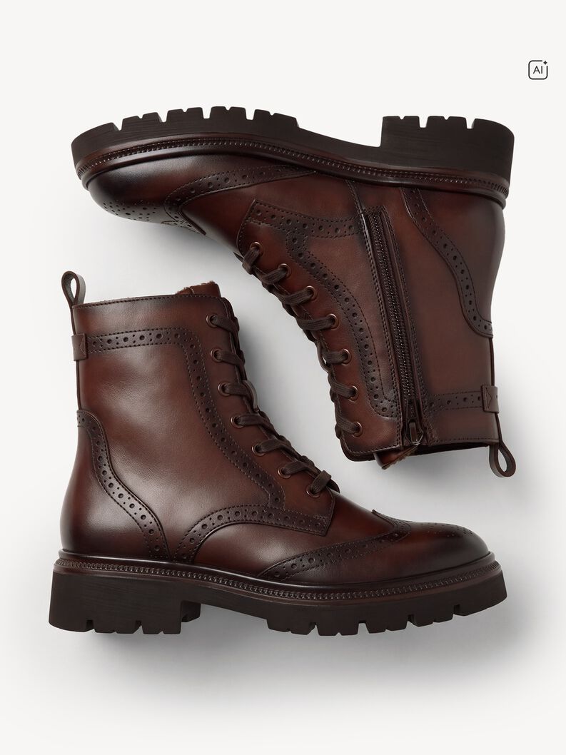 Tamaris Women's 1-25229-47 Leather Lace-Up Ankle Boots Muscat Brown
