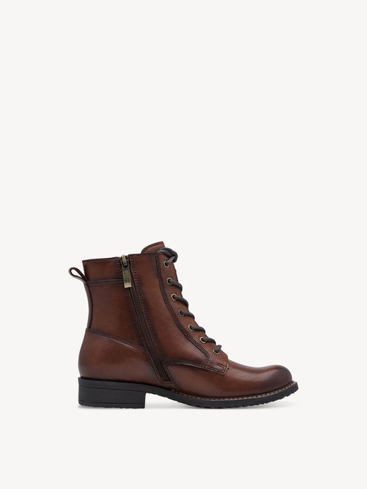 Tamaris Women's 1-25243-47 Leather Lace-Up Ankle Boots Cognac Brown