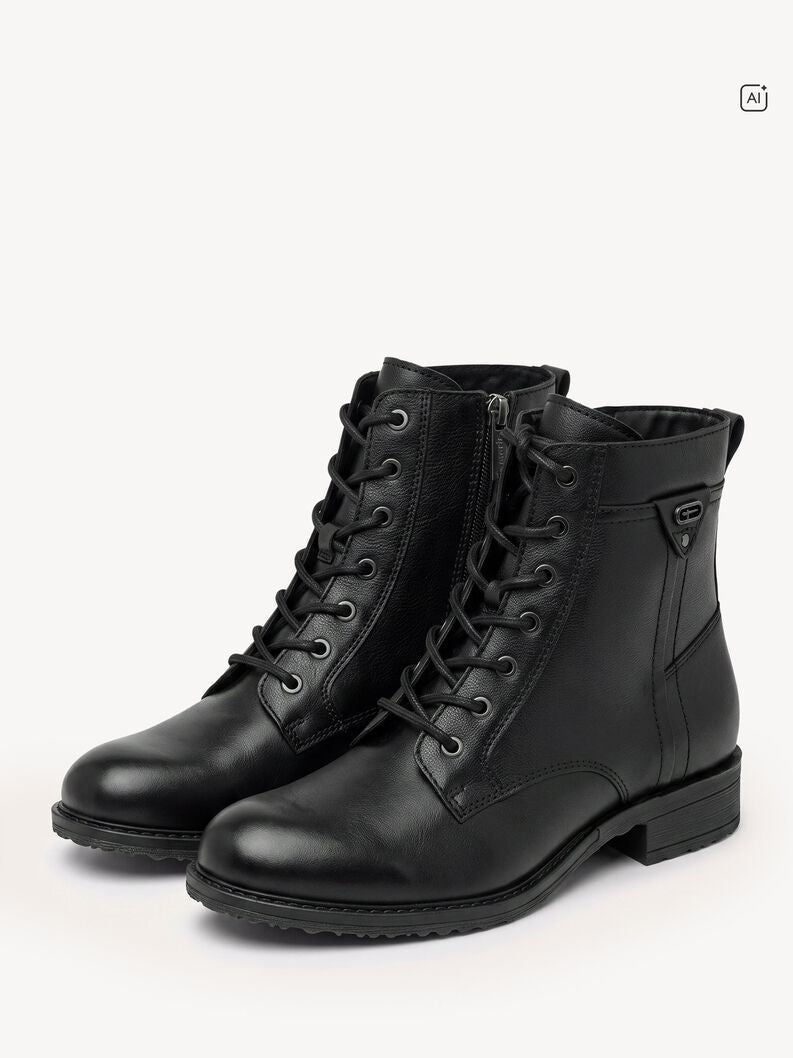 Tamaris Women's 1-25243-47 Leather Lace-Up Ankle Boots Black