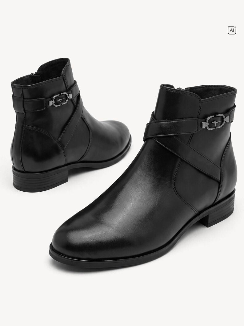 Tamaris Women's 1-25371-47 Leather Ankle Boots Black