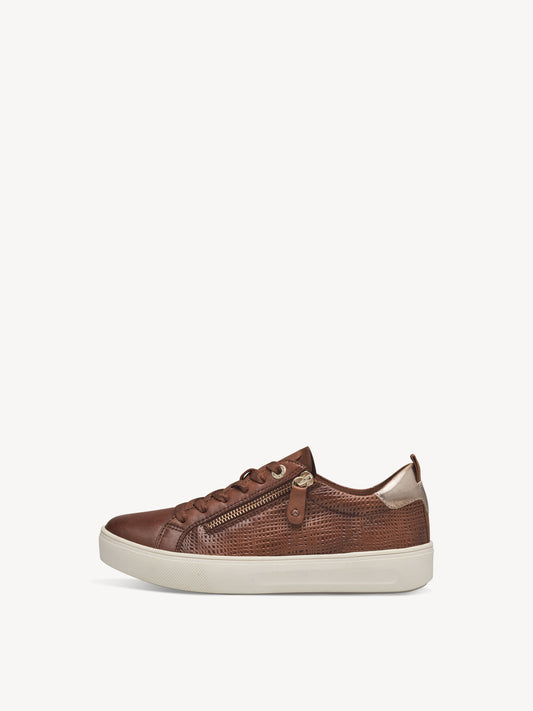 Tamaris Women's 8-83707-42 Leather Lace-Up Sneakers Cognac Brown