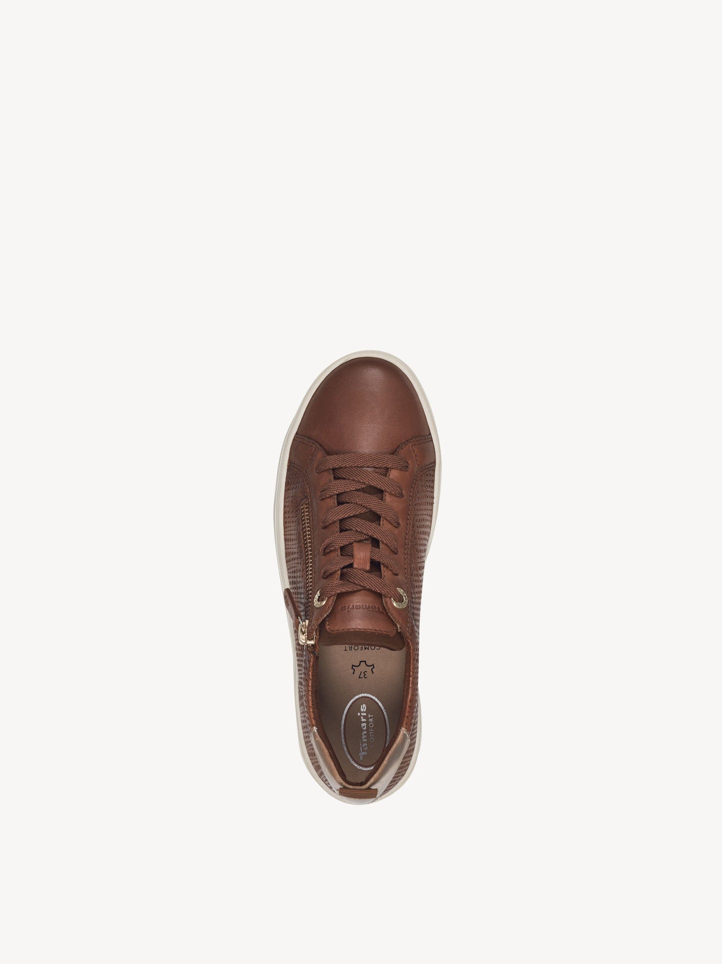 Tamaris Women's 8-83707-42 Leather Lace-Up Sneakers Cognac Brown