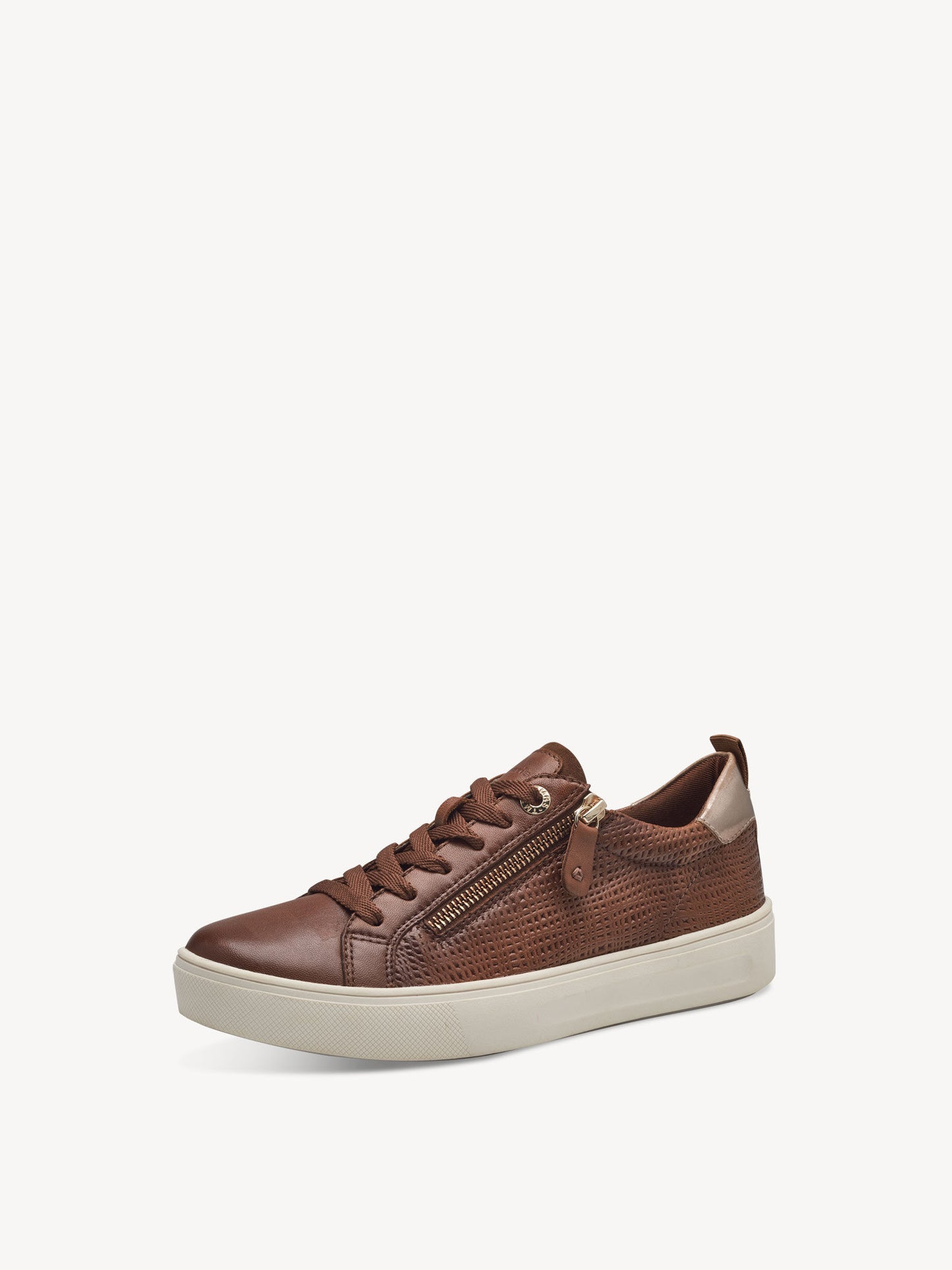 Tamaris Women's 8-83707-42 Leather Lace-Up Sneakers Cognac Brown