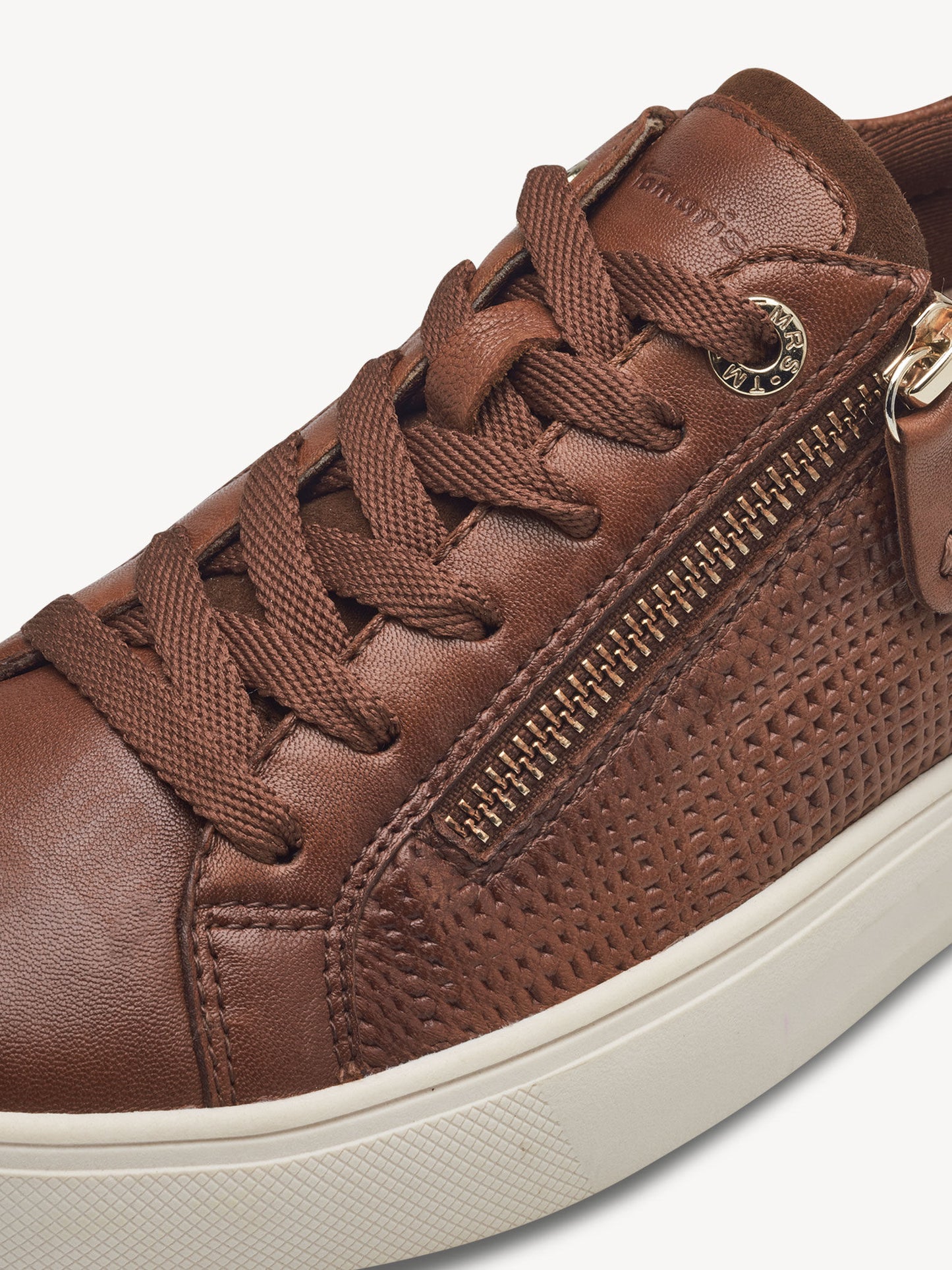 Tamaris Women's 8-83707-42 Leather Lace-Up Sneakers Cognac Brown