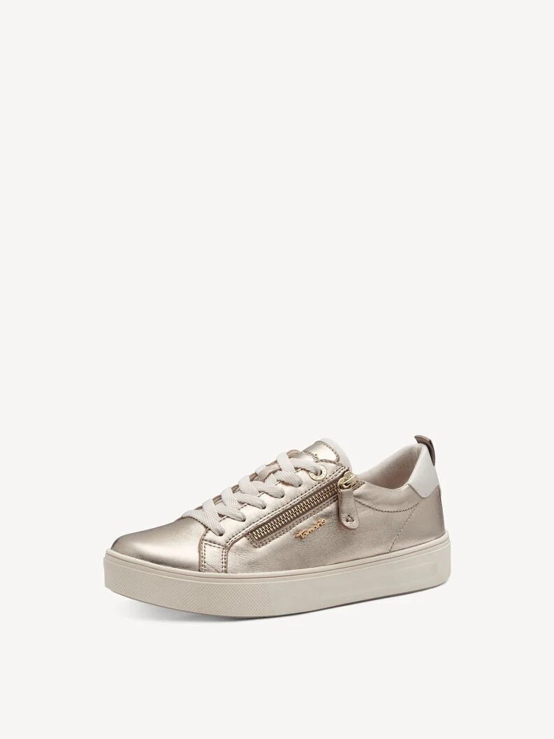 Tamaris Women's 8-83707-42 Leather Lace-Up Sneakers Light Gold