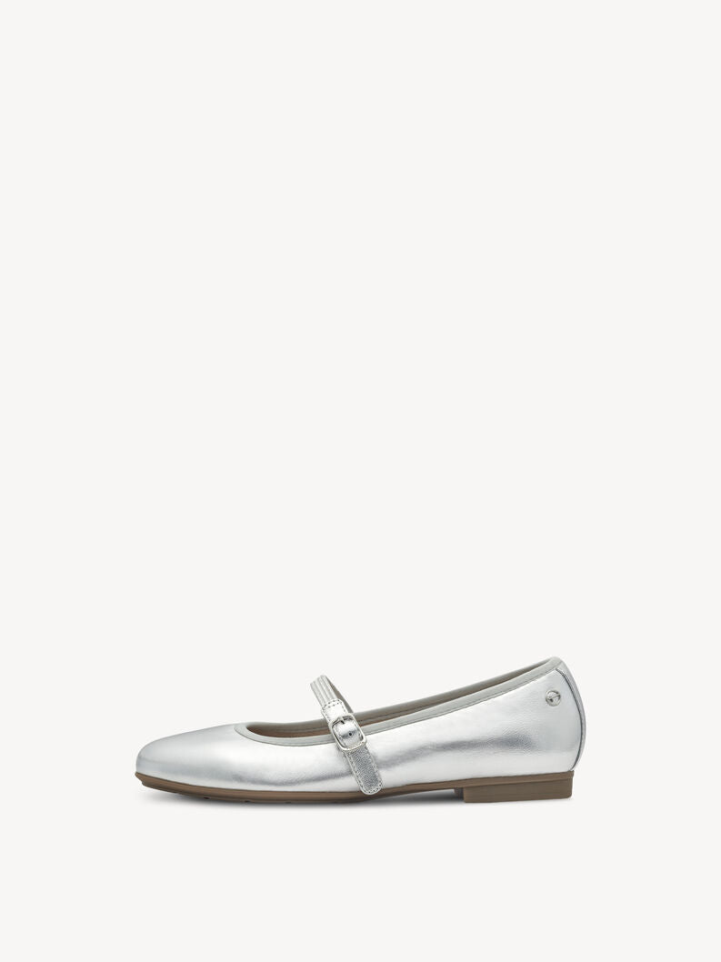Tamaris Women's 8-82107-44 Leather Ballerina Shoes Silver