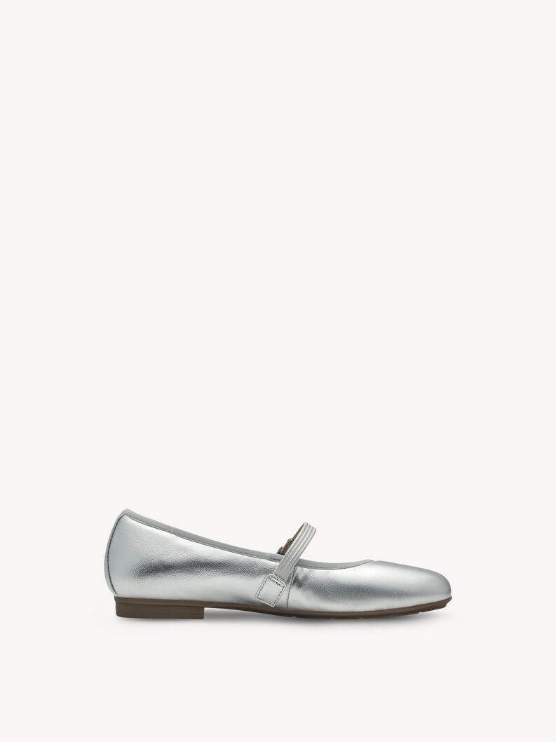 Tamaris Women's 8-82107-44 Leather Ballerina Shoes Silver