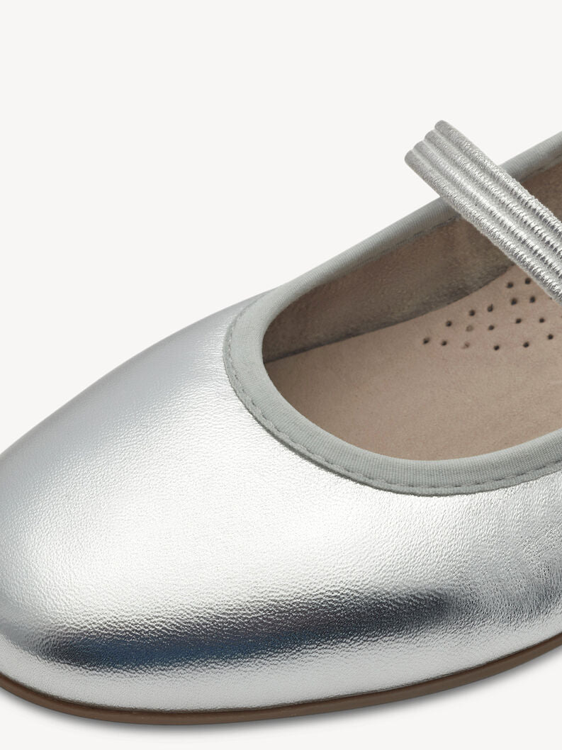 Tamaris Women's 8-82107-44 Leather Ballerina Shoes Silver