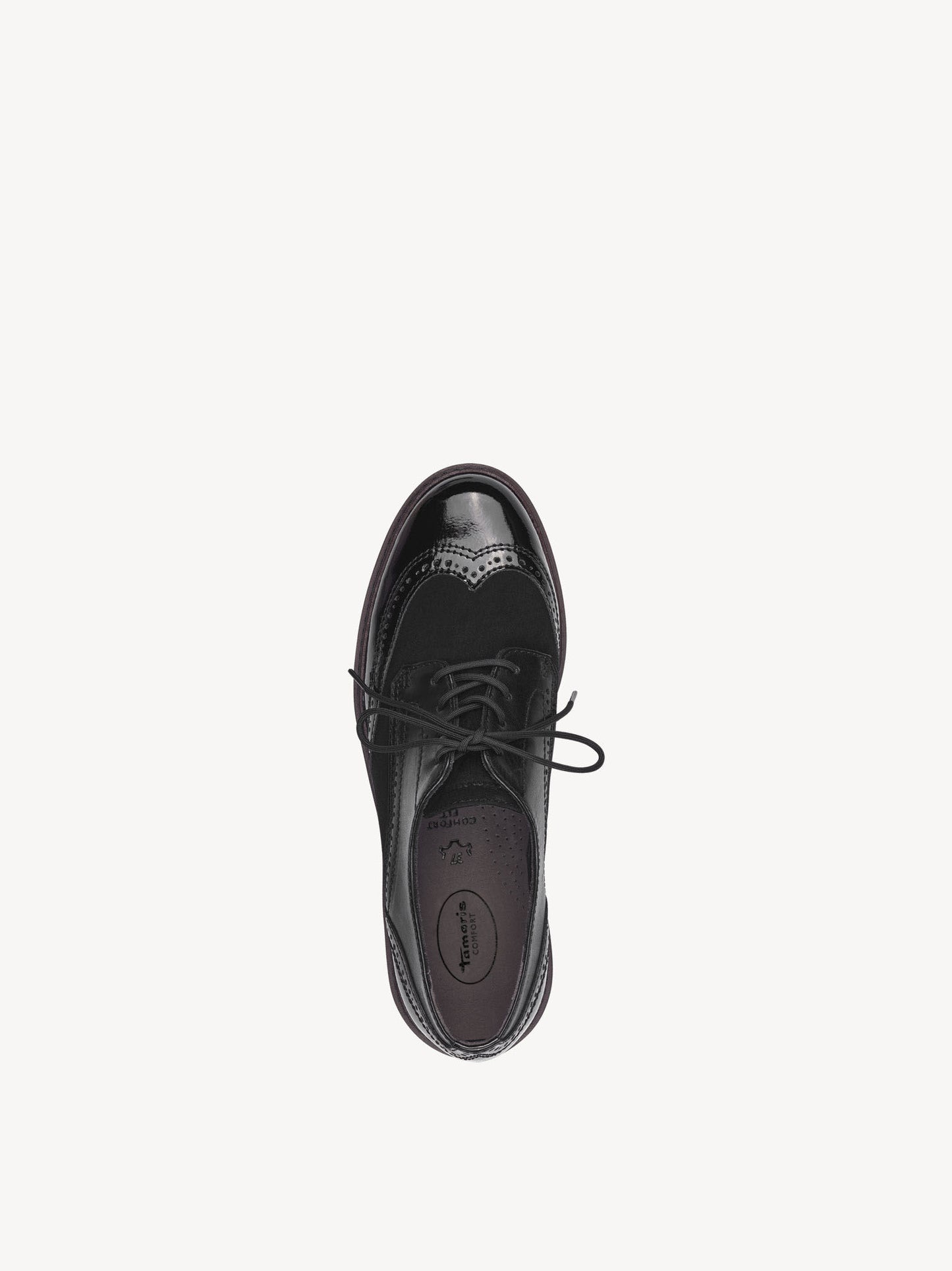 Tamaris Women's 8-83300-43 Leather Brogue Shoes Black Combi