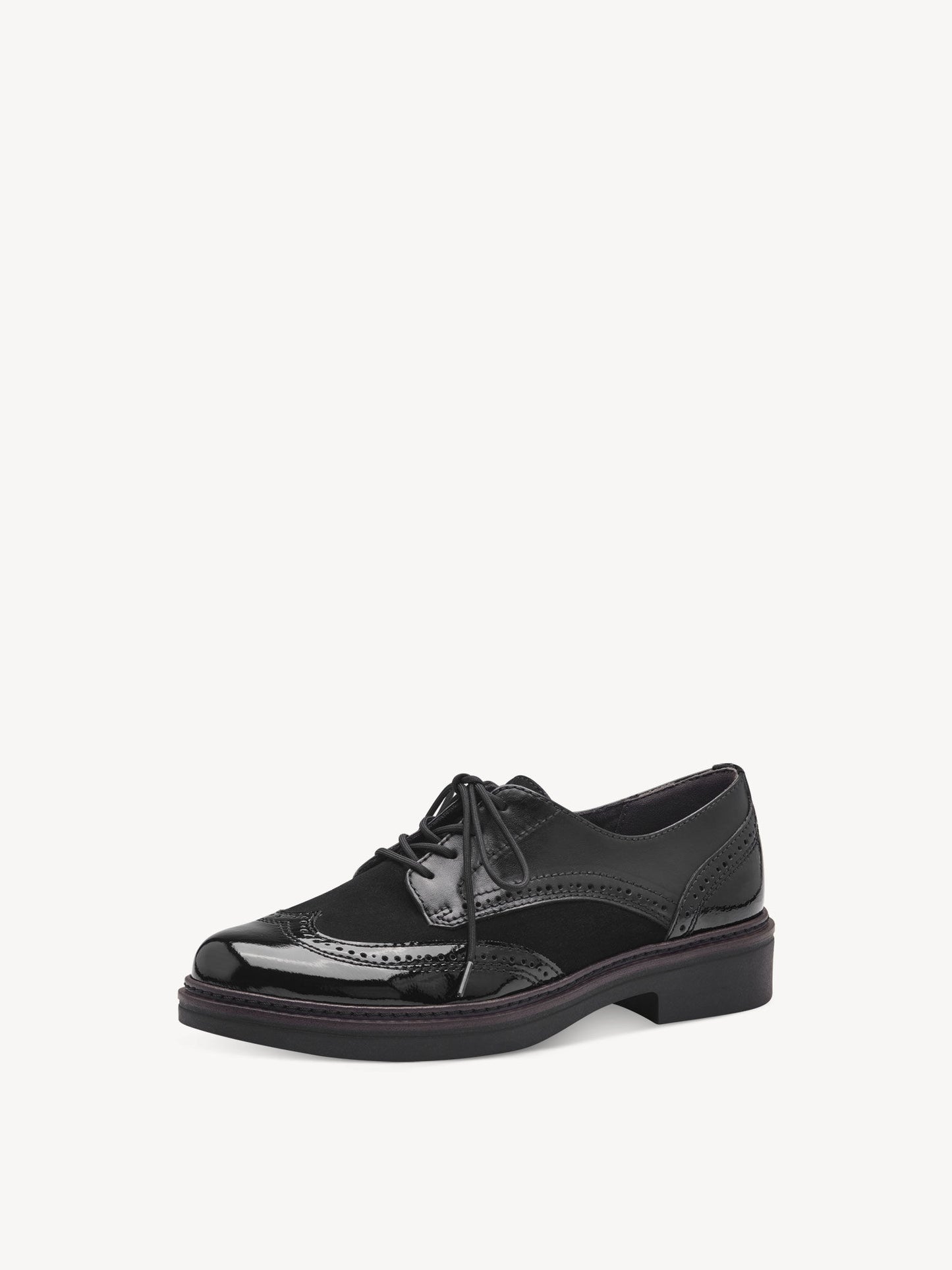 Tamaris Women's 8-83300-43 Leather Brogue Shoes Black Combi