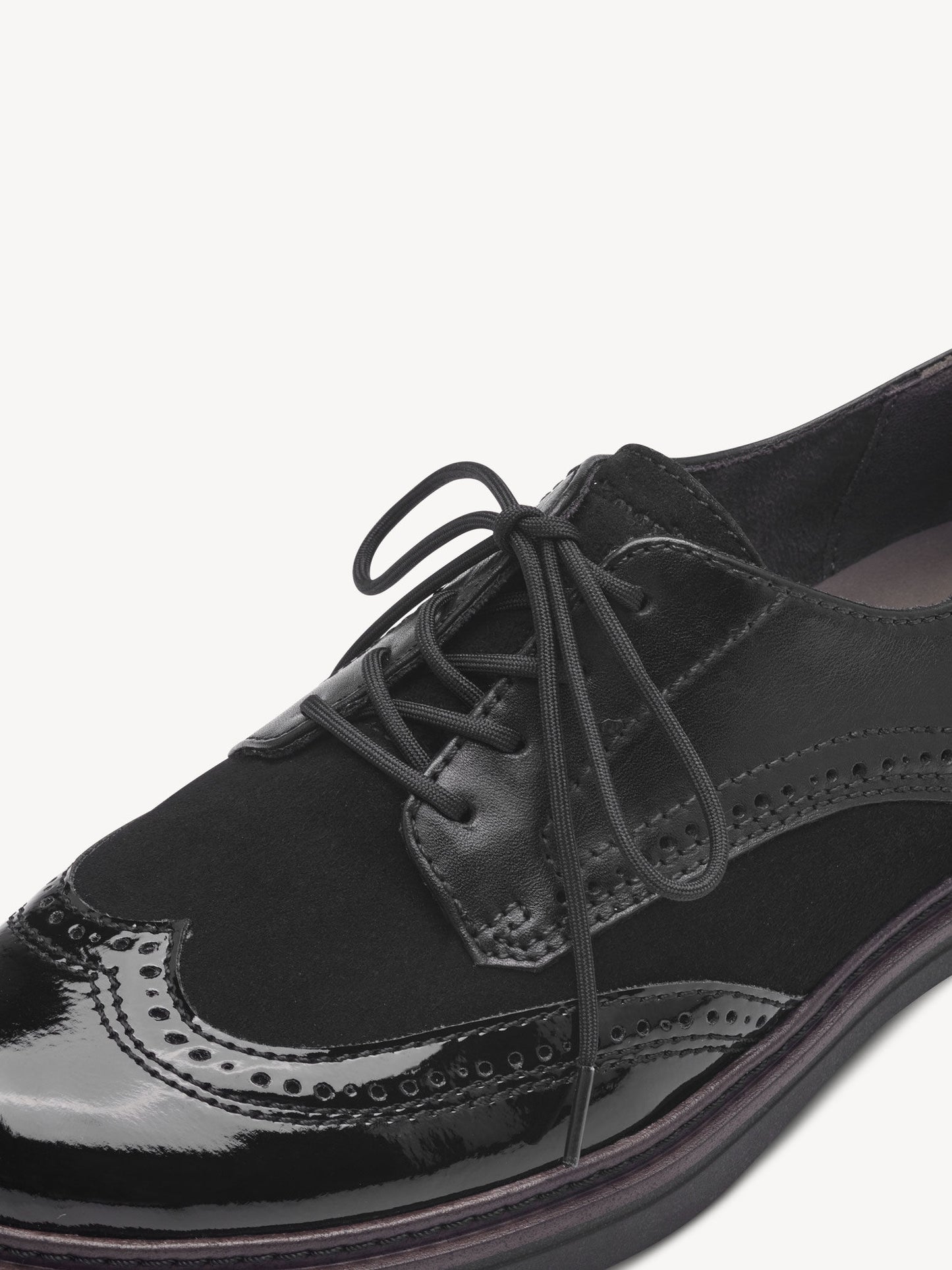 Tamaris Women's 8-83300-43 Leather Brogue Shoes Black Combi