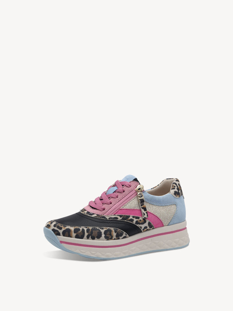 Jana Women's 8-83721-44 Leather Comfort Sneakers Pink Multi