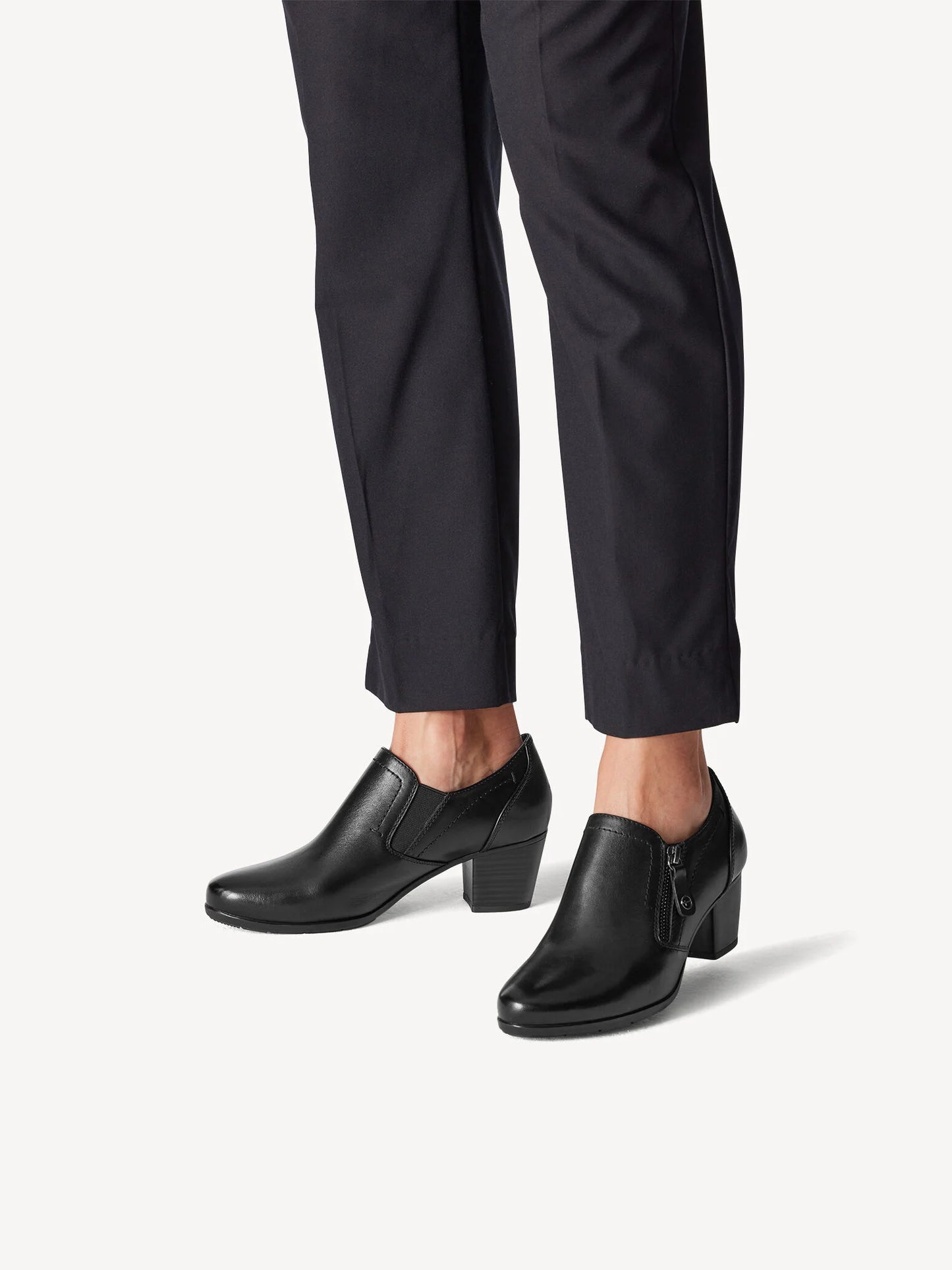 Tamaris Women's 8-84401-43 Trotteur Leather Heel Shoes Black