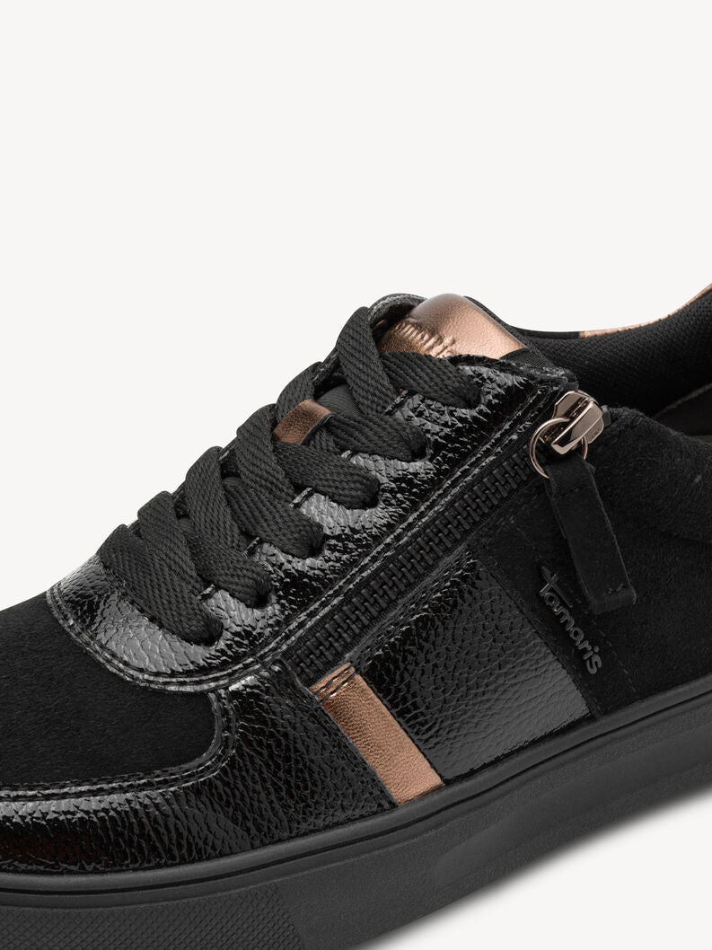 Tamaris Women's 8-83703-44 Leather Lace-Up Sneakers Black Combi