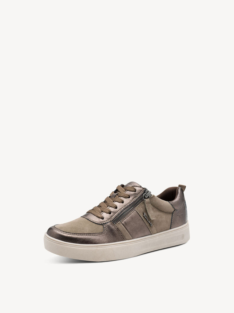 Tamaris Women's 8-83703-44 Leather Lace-Up Sneakers Pewter Combi