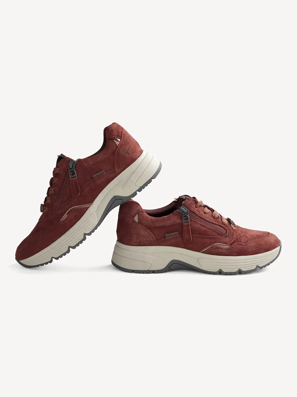 Tamaris Women's 8-83704-44 Leather Lace-Up Sneakers Bordeaux Red