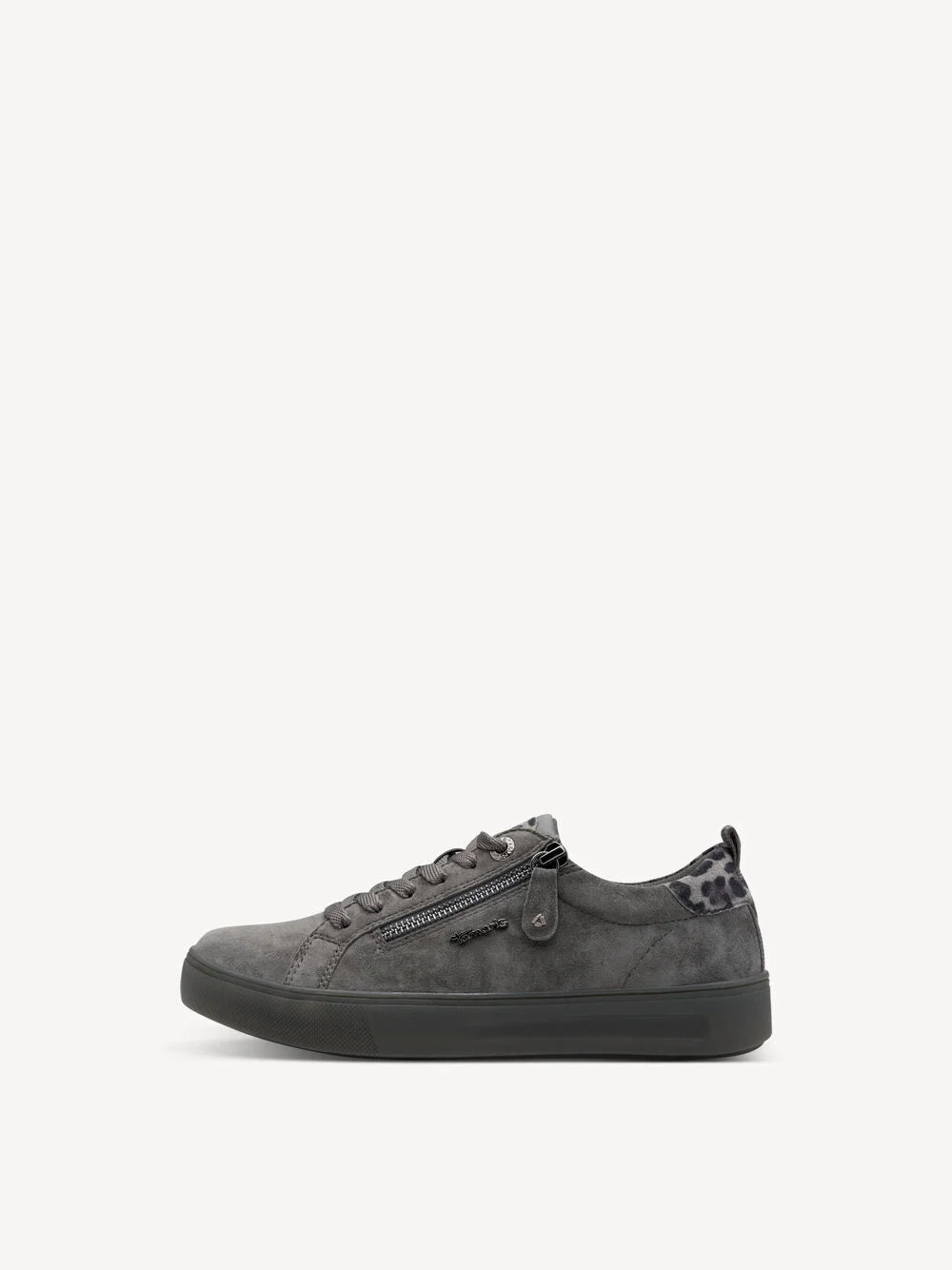 Tamaris Women's 8-83707-42 Suede Leather Lace-Up Sneakers Anthracite Grey