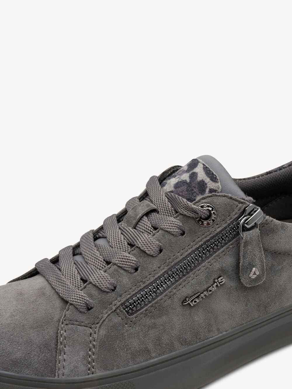 Tamaris Women's 8-83707-42 Suede Leather Lace-Up Sneakers Anthracite Grey