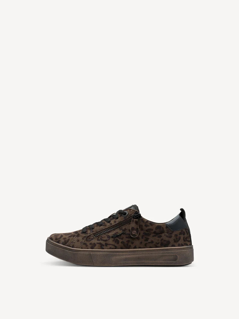 Tamaris Women's 8-83707-42 Leather Lace-Up Sneakers Dark Leopard