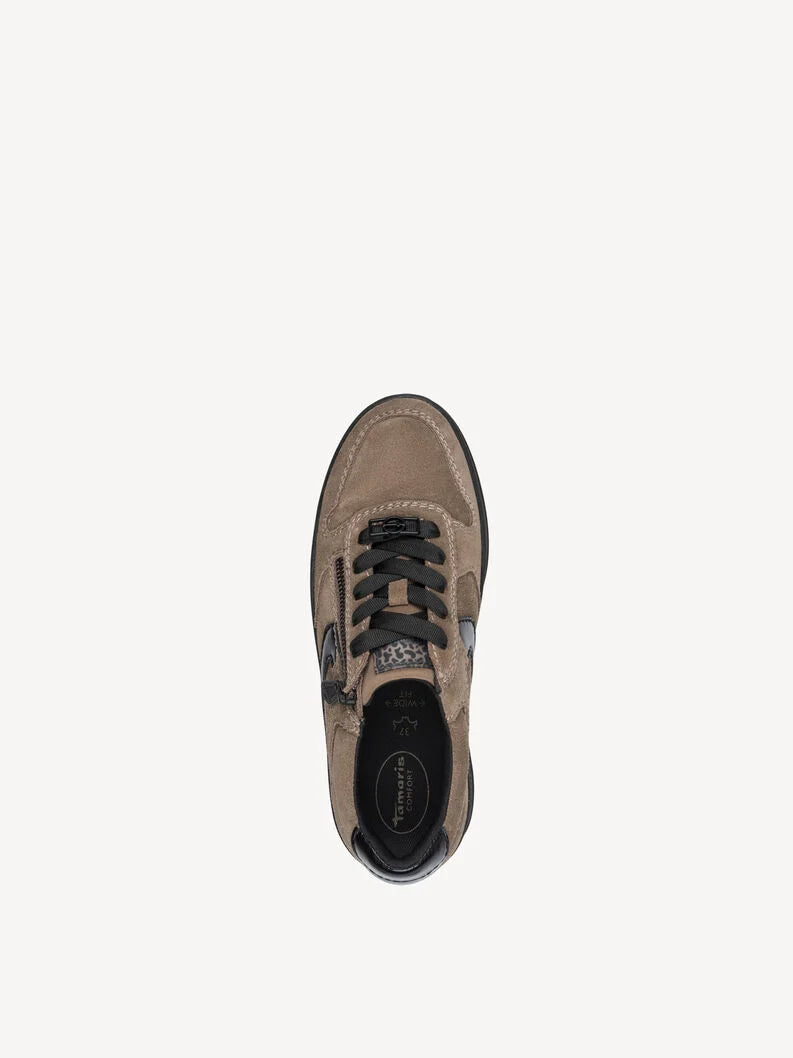 Tamaris Women's 8-83717-45 Leather Lace-Up Sneakers Taupe Brown
