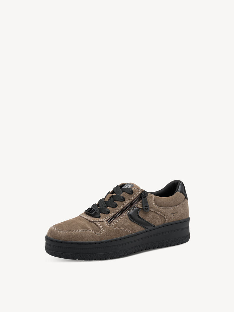 Tamaris Women's 8-83717-45 Leather Lace-Up Sneakers Taupe Brown