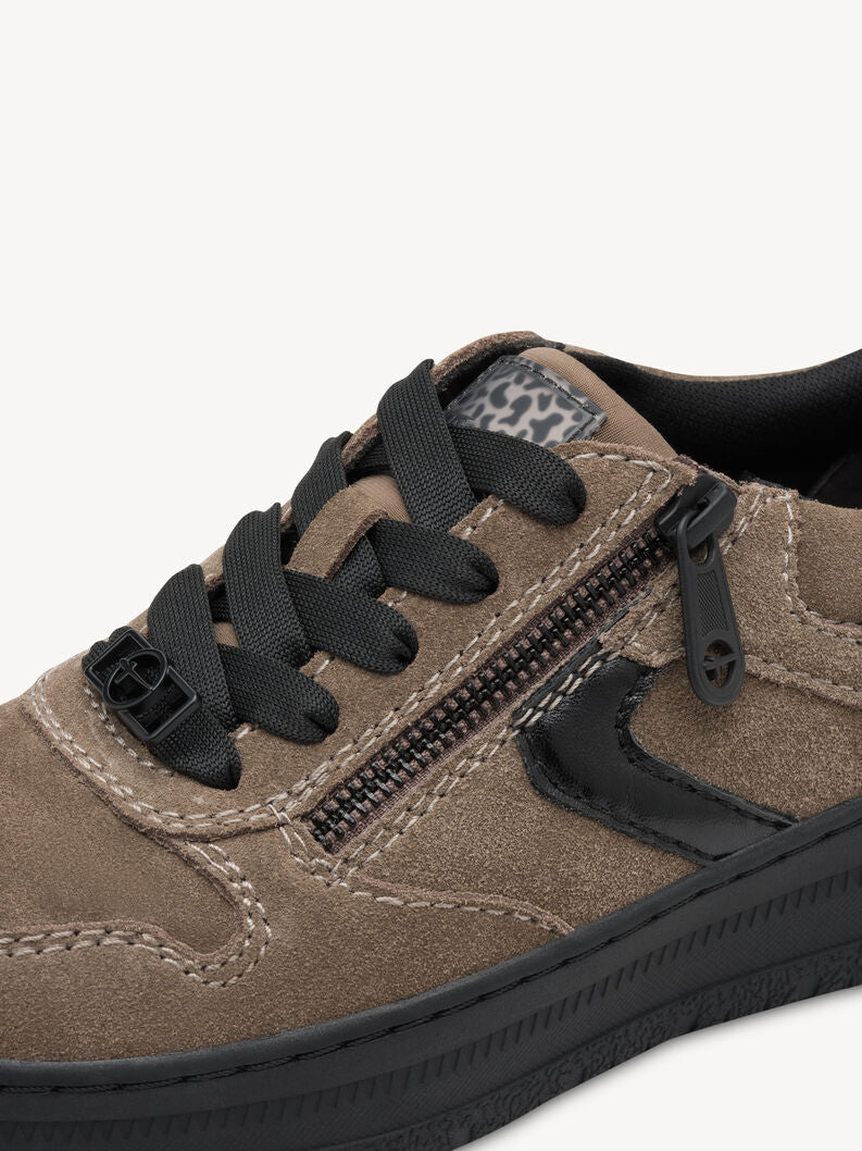 Tamaris Women's 8-83717-45 Leather Lace-Up Sneakers Taupe Brown