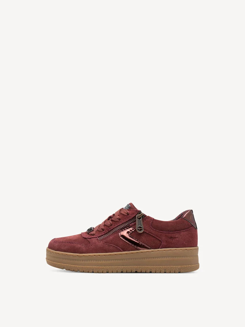 Tamaris Women's 8-83707-42 Leather Lace-Up Sneakers Merlot Red