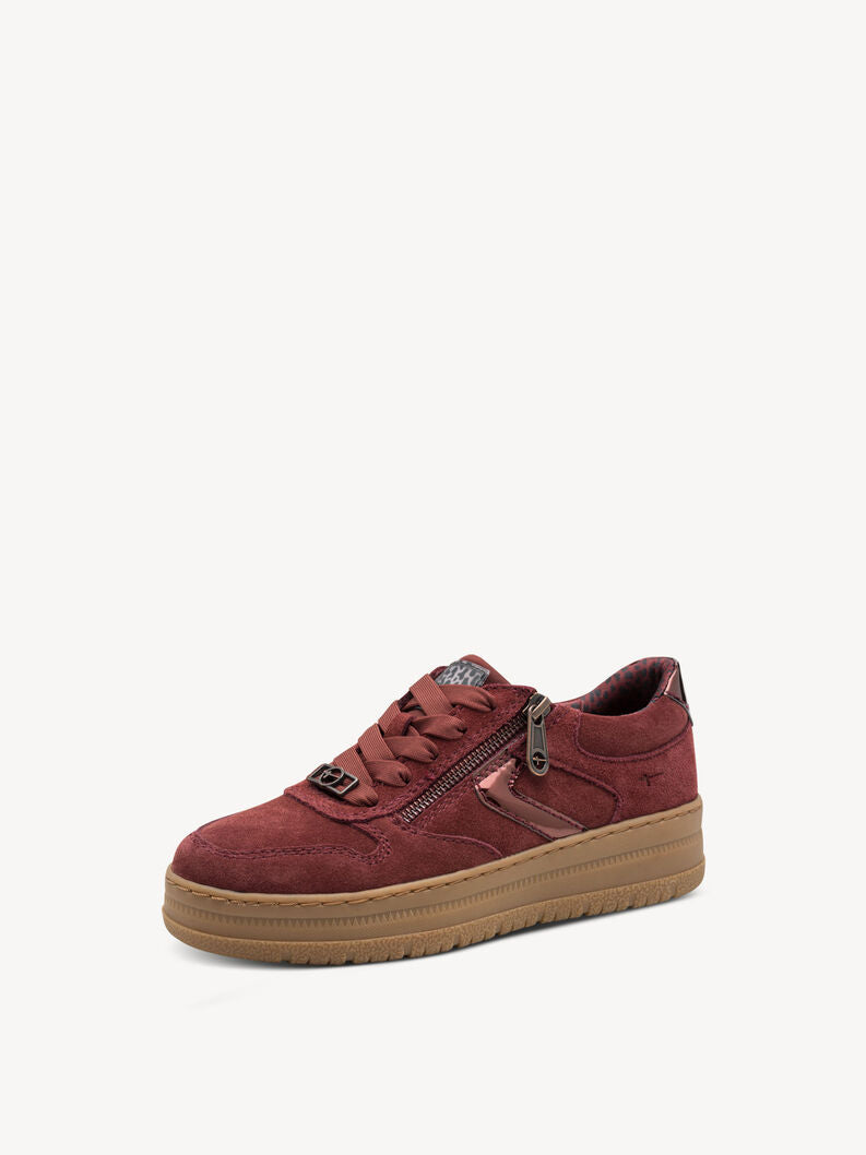 Tamaris Women's 8-83707-42 Leather Lace-Up Sneakers Merlot Red