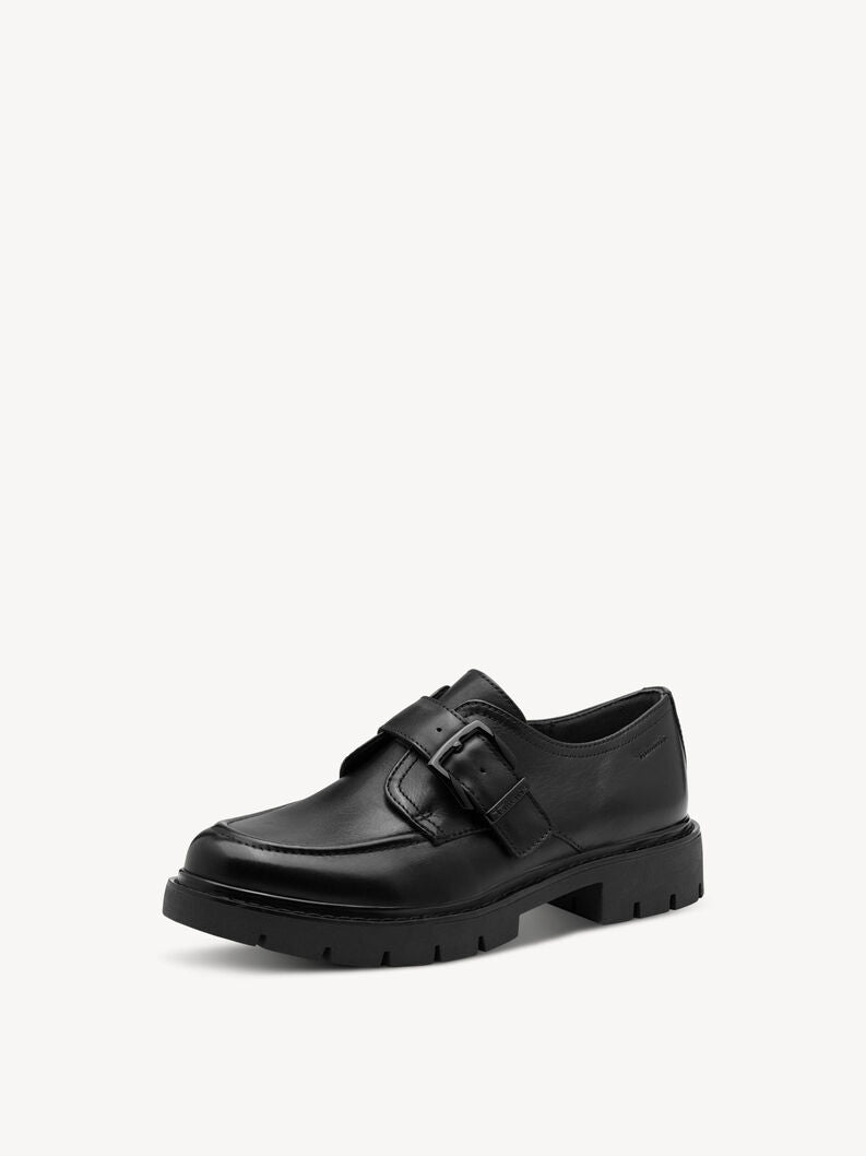 Tamaris Women's 8-84316-45 Leather Buckle Slipper Loafer Shoes Black