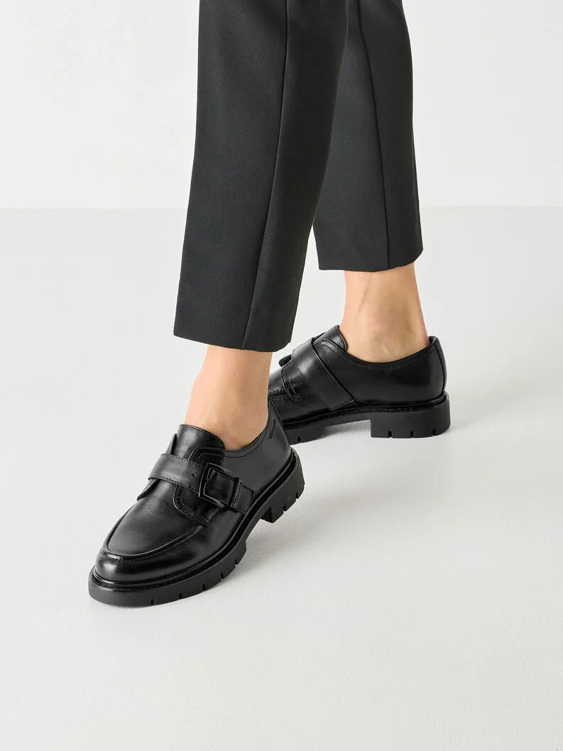 Tamaris Women's 8-84316-45 Leather Buckle Slipper Loafer Shoes Black
