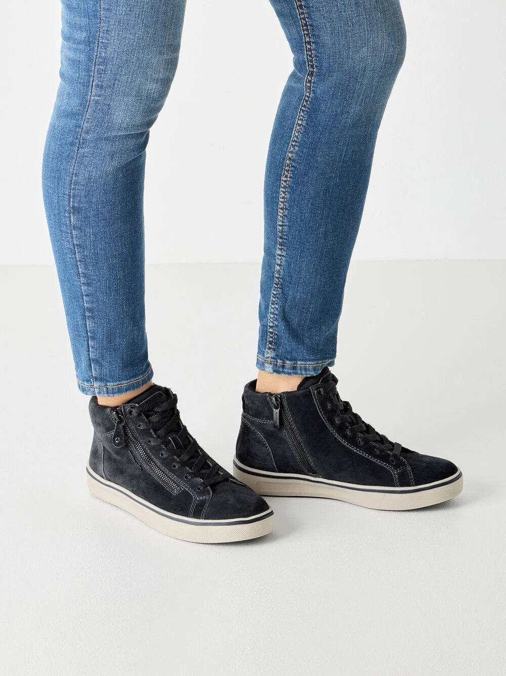 Tamaris Women's 8-85211-43 Suede Leather Boot Sneakers Navy Blue