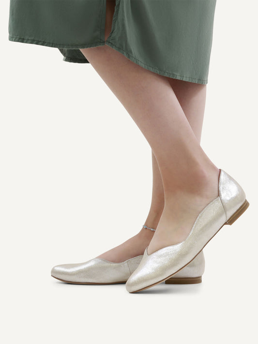 Caprice Women's 9-22200-42 Leather Slip-On Pump Shoes Taupe Metallic