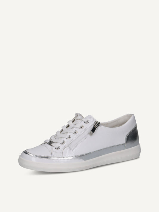 Caprice Women's 9-23706-44 183 Casual Leather Sneakers White/Silver