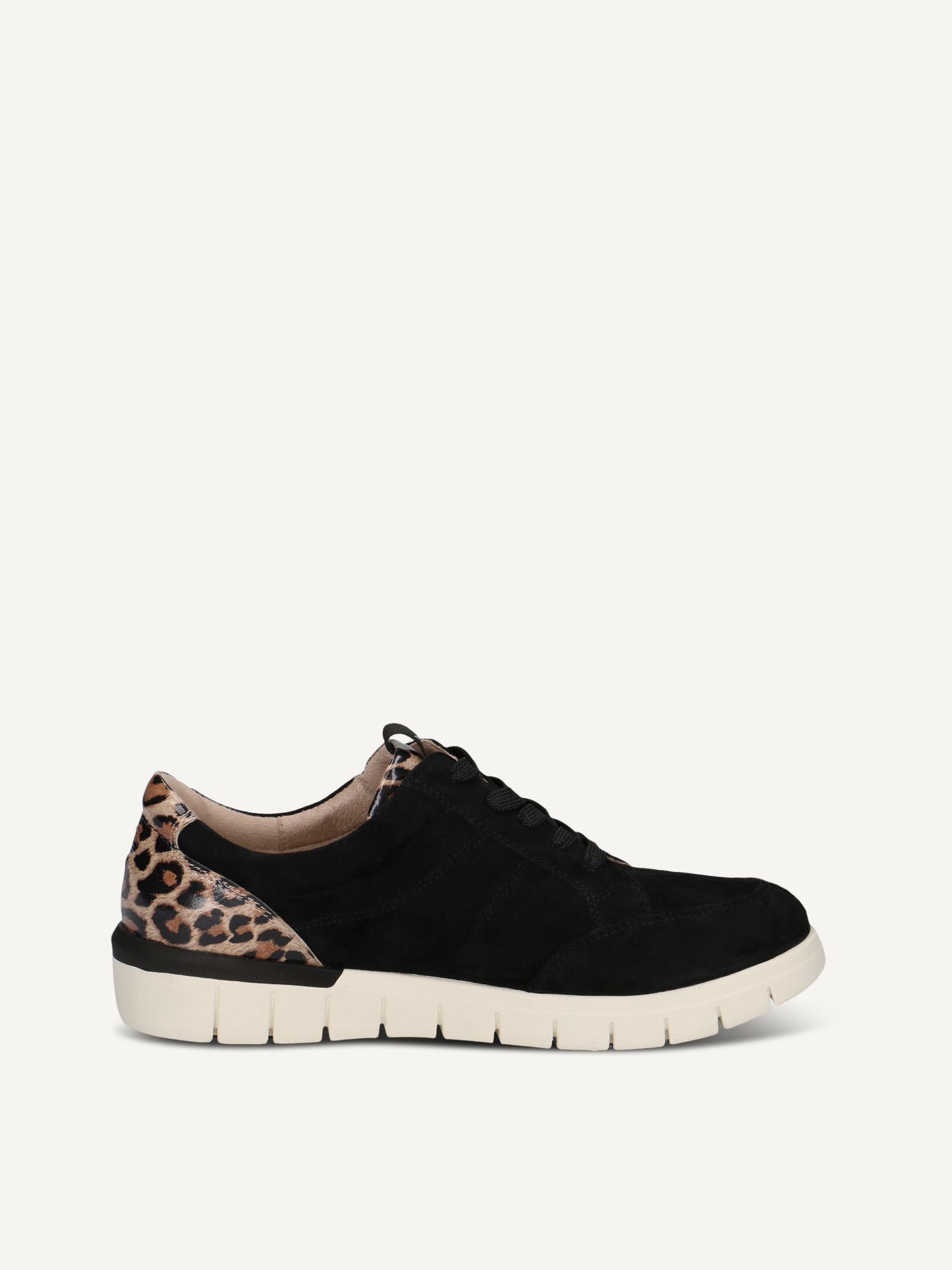 Caprice Women's 9-23610-45 Leather Lace-Up Sneaker Shoes Black Leopard