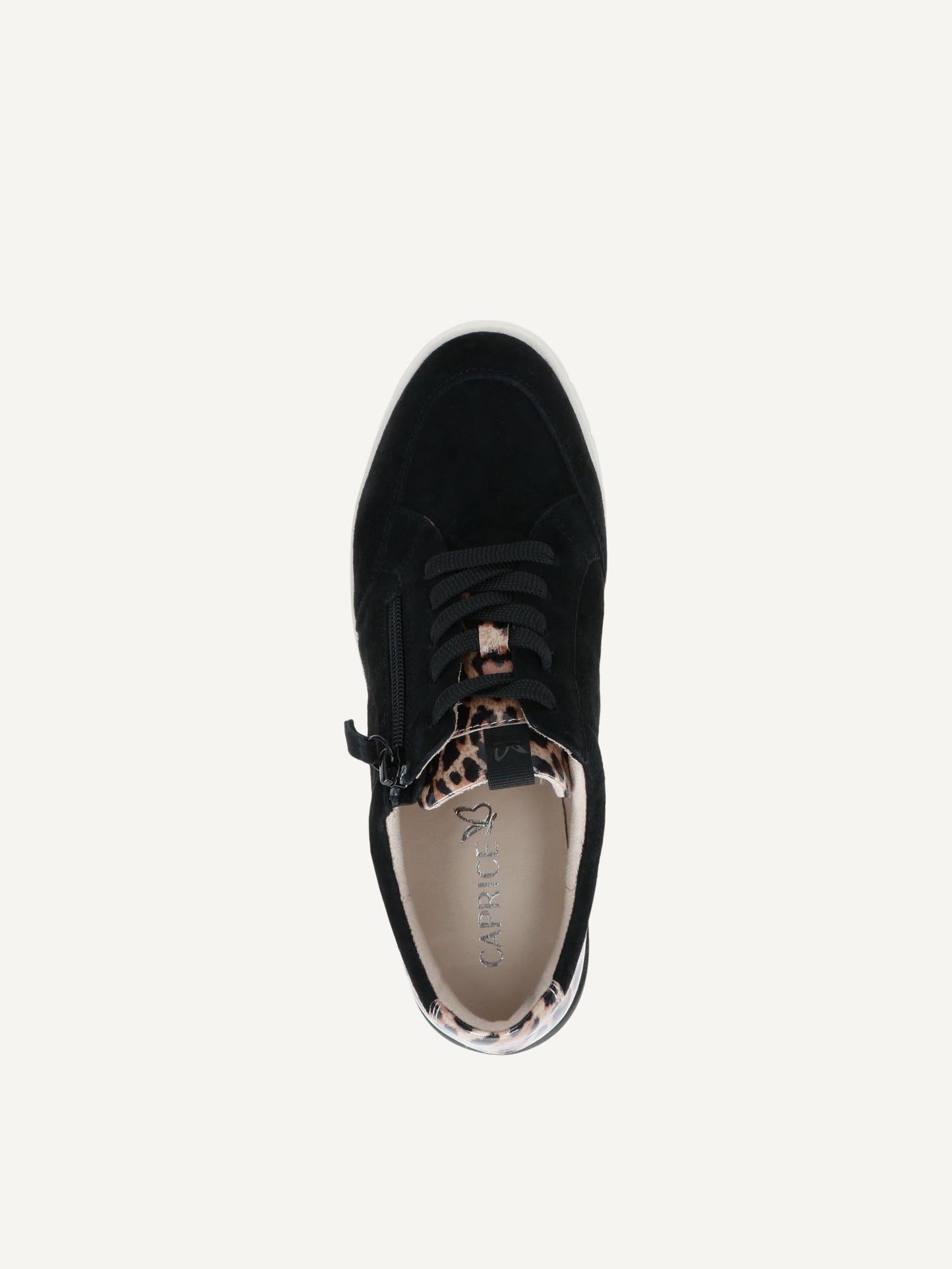 Caprice Women's 9-23610-45 Leather Lace-Up Sneaker Shoes Black Leopard