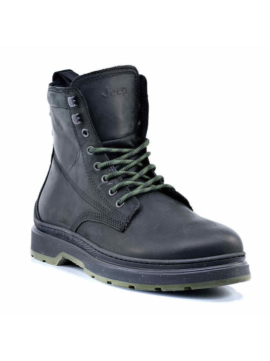 Jeep Men's JM22022A Red Rock Leather Boots 062 Black