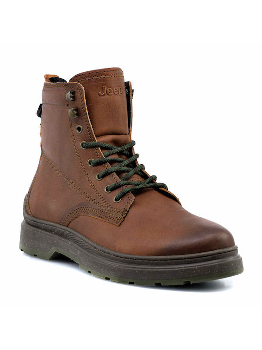 Jeep Men's JM22022A Red Rock Leather Boots 064 Cognac Brown