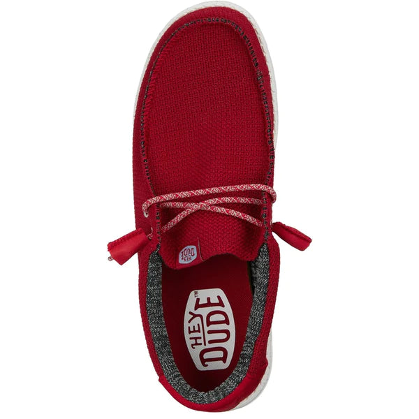 Hey Dude Men's Wally Sport Mesh Trainers Dark Red