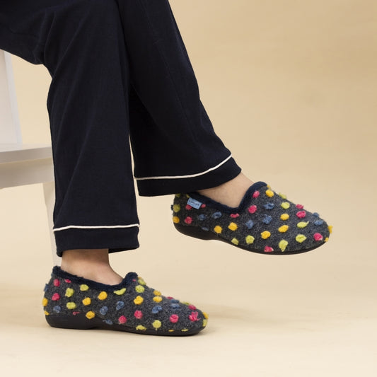 Lunar Women's KLA125 Helix Polka Dot Slippers Blue