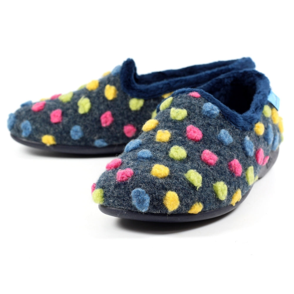 Lunar Women's KLA125 Helix Polka Dot Slippers Blue