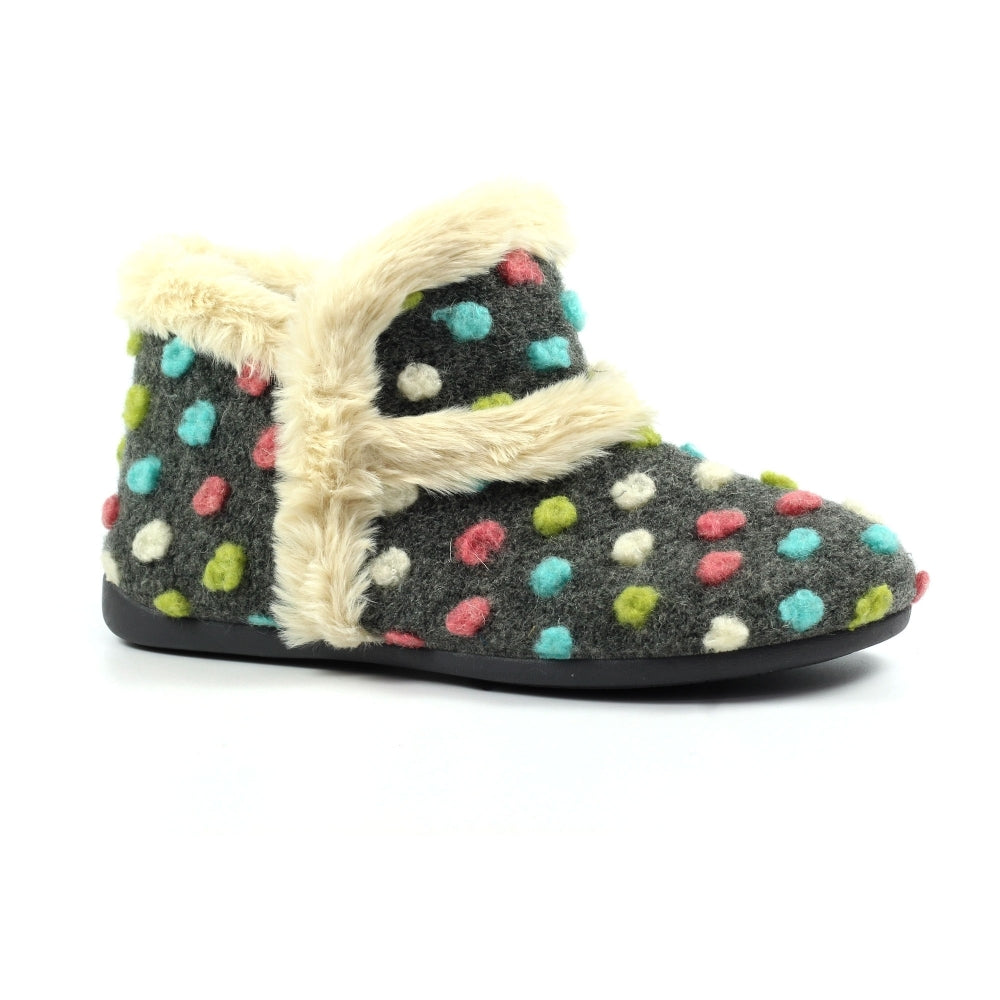 Lunar Women's KLA231 Latte Bootie Slippers Grey
